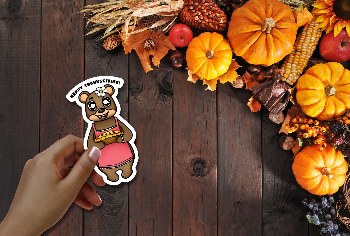 Thankful Collection - 1 Individual Sticker - Bear - Momma Lola