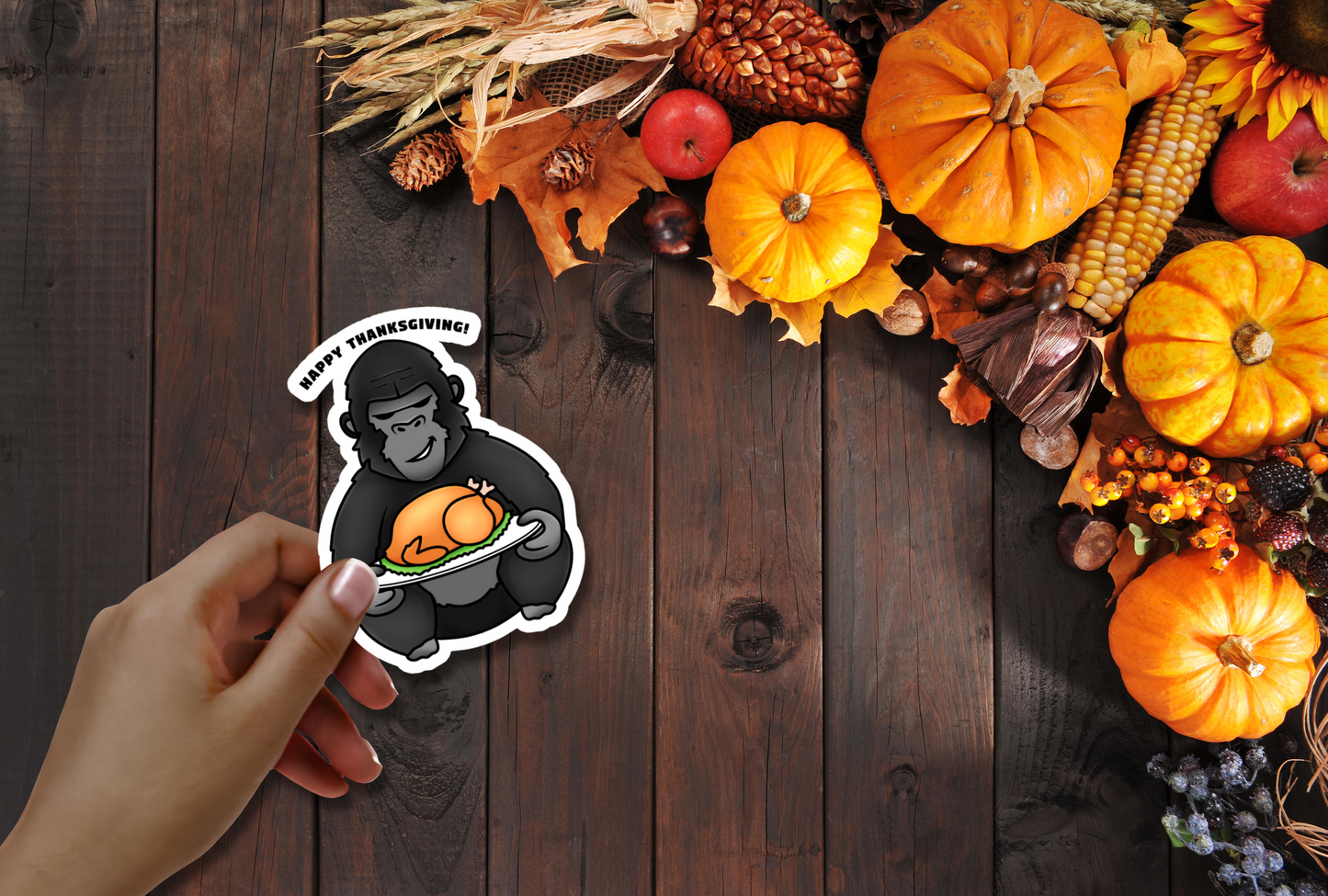 Thankful Collection - 1 Individual Sticker - Gorilla - Dad Zeek