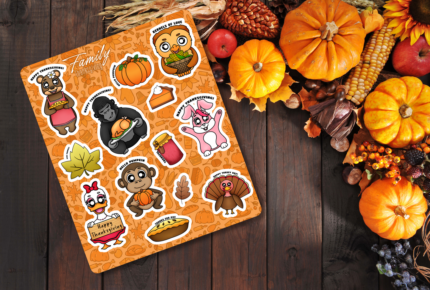Thankful Collection - Family Sticker Sheet + All 7 Individual Character Stickers