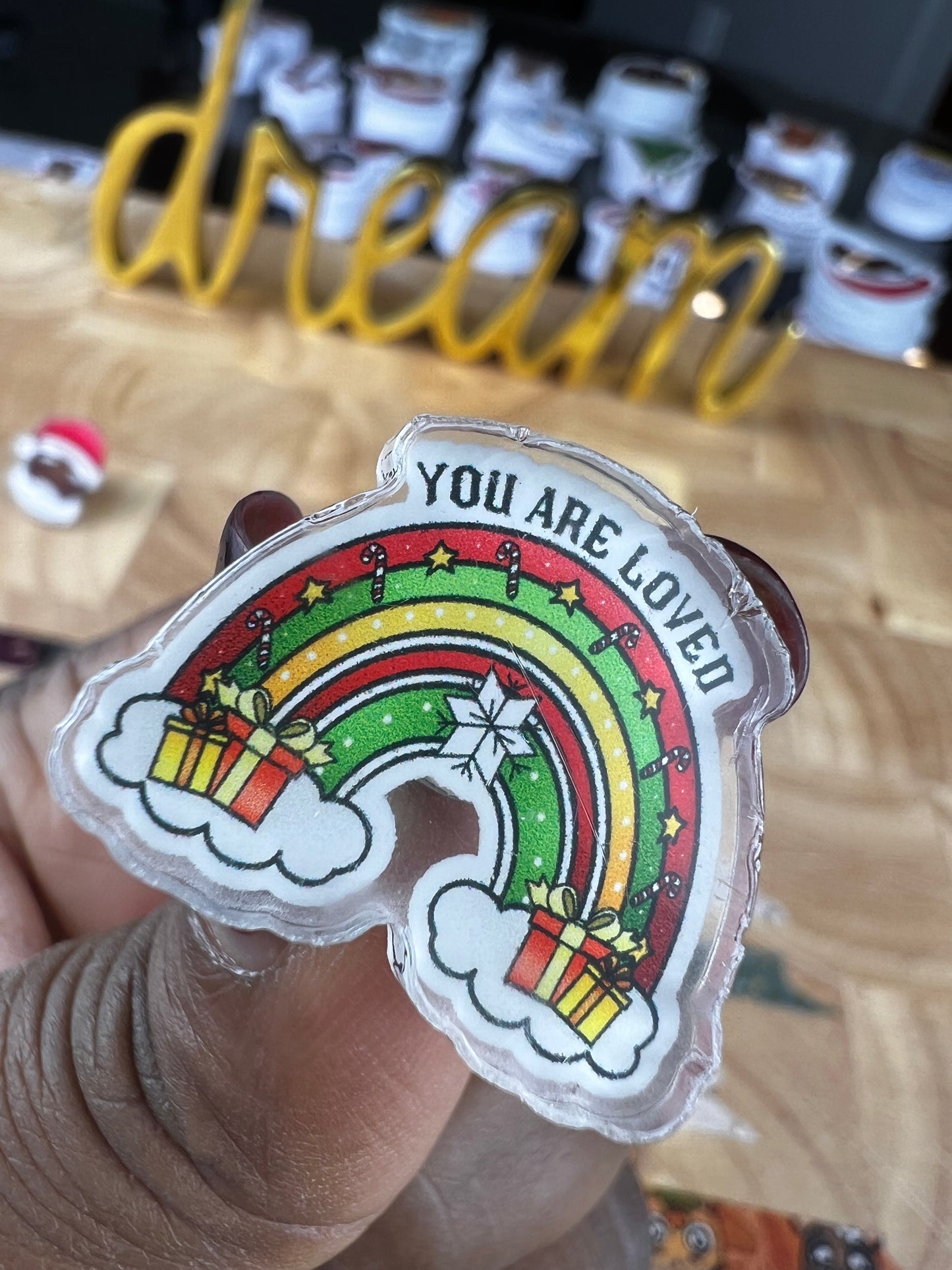 Acrylic Pin - Holiday Rainbow