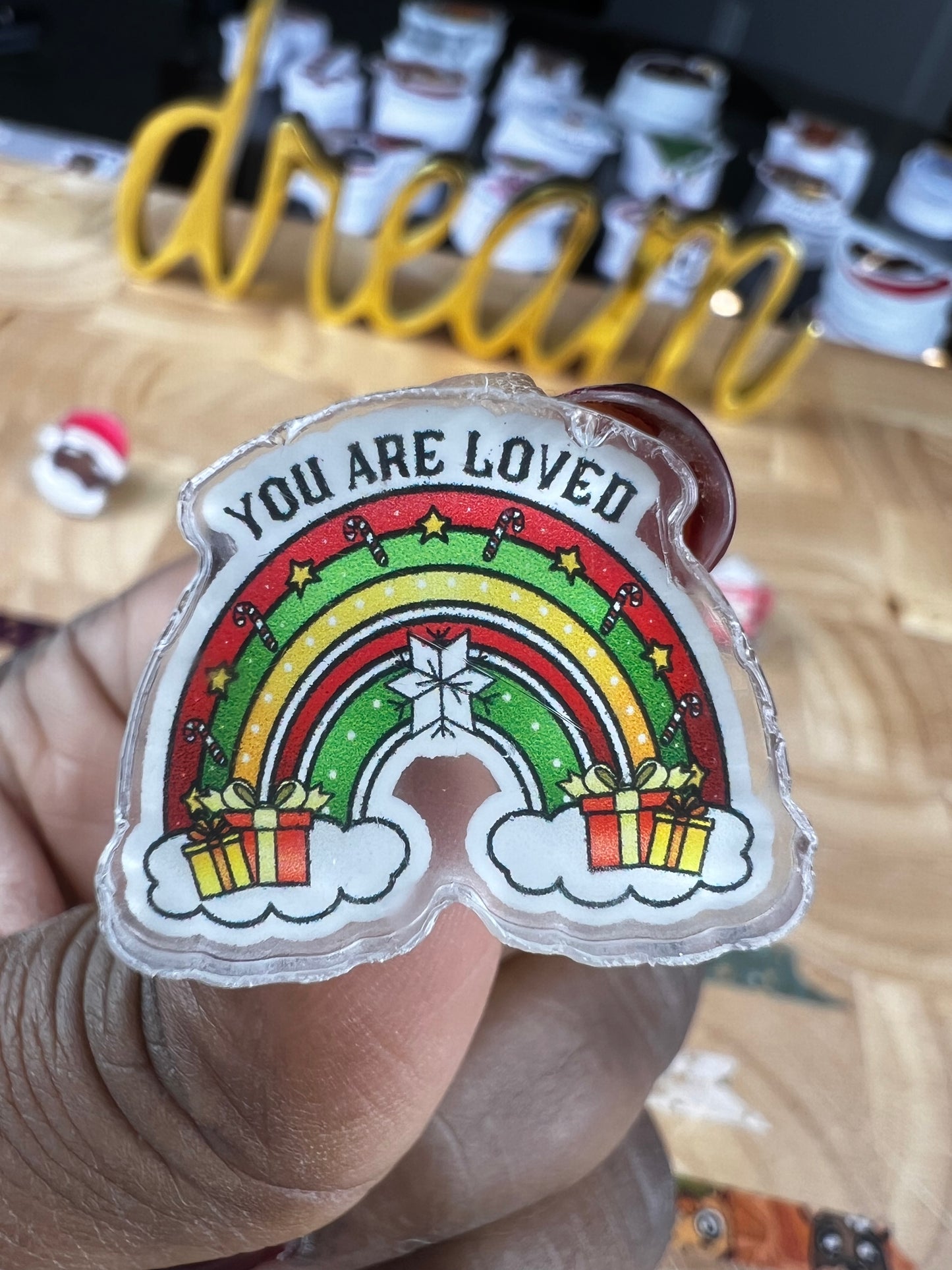 Acrylic Pin - Holiday Rainbow